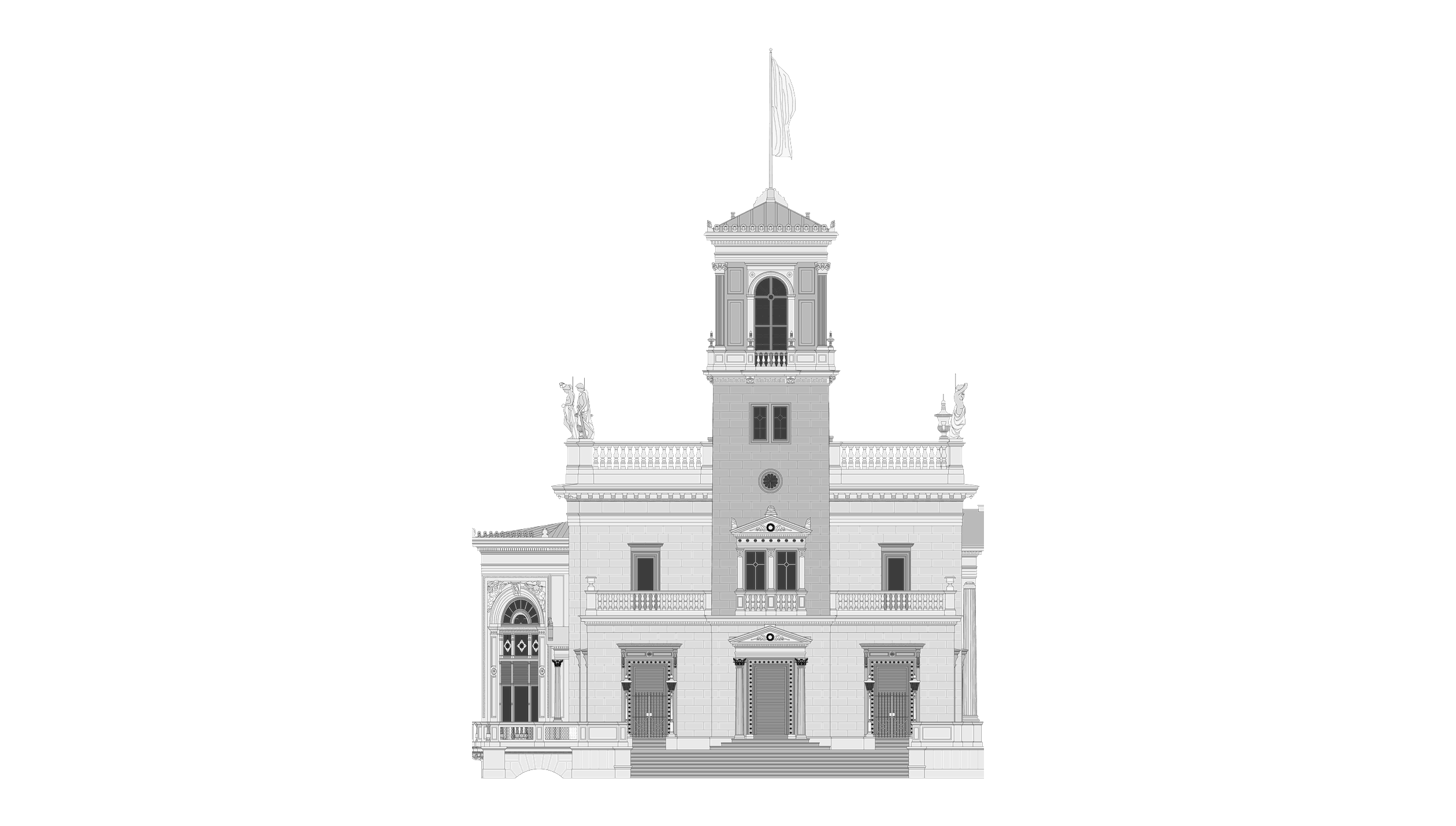 Schloss Albrechtsberg, Dresden – Ansicht, Fassadendetail