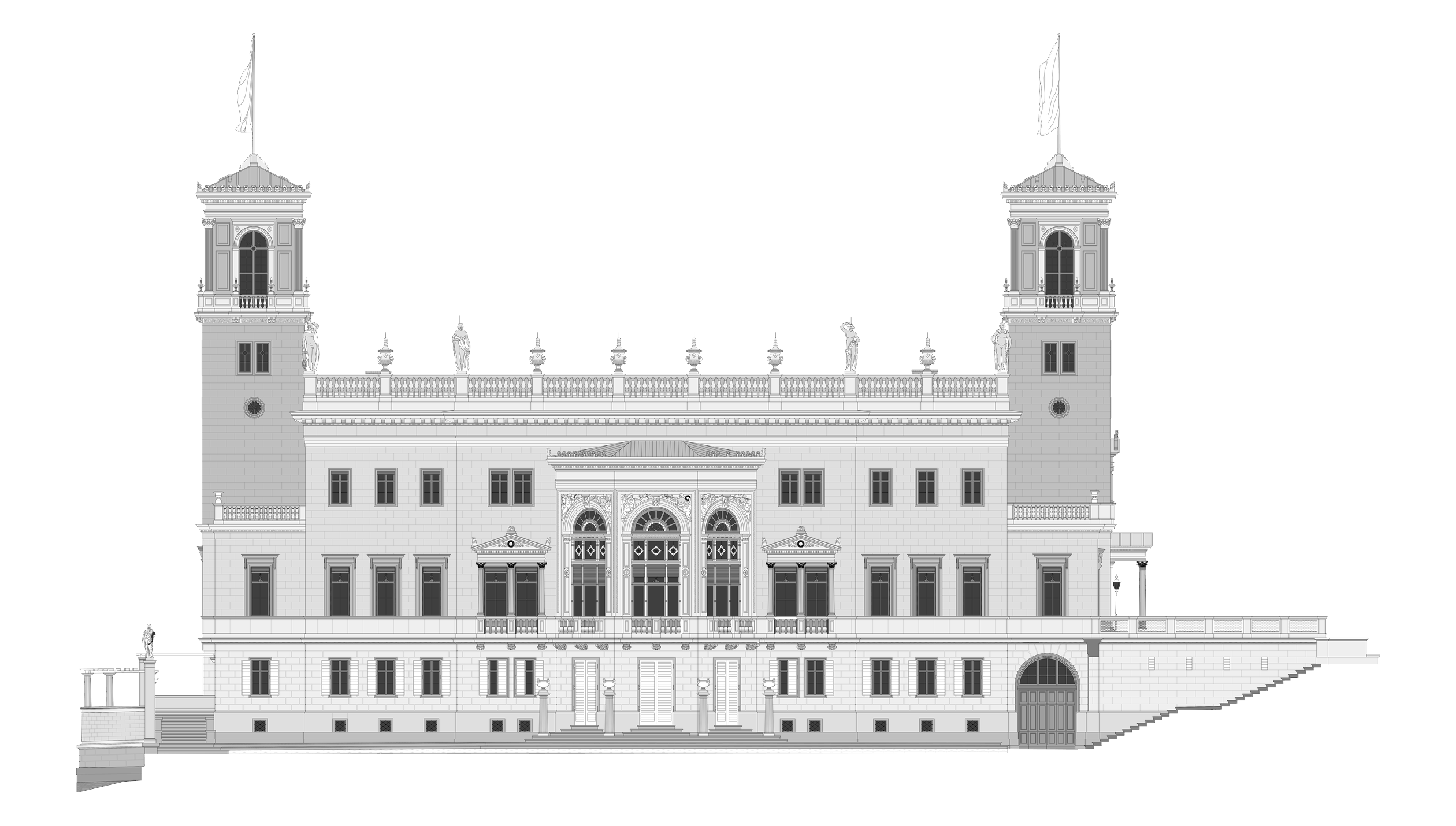 Schloss Albrechtsberg, Dresden – Ansicht Süd