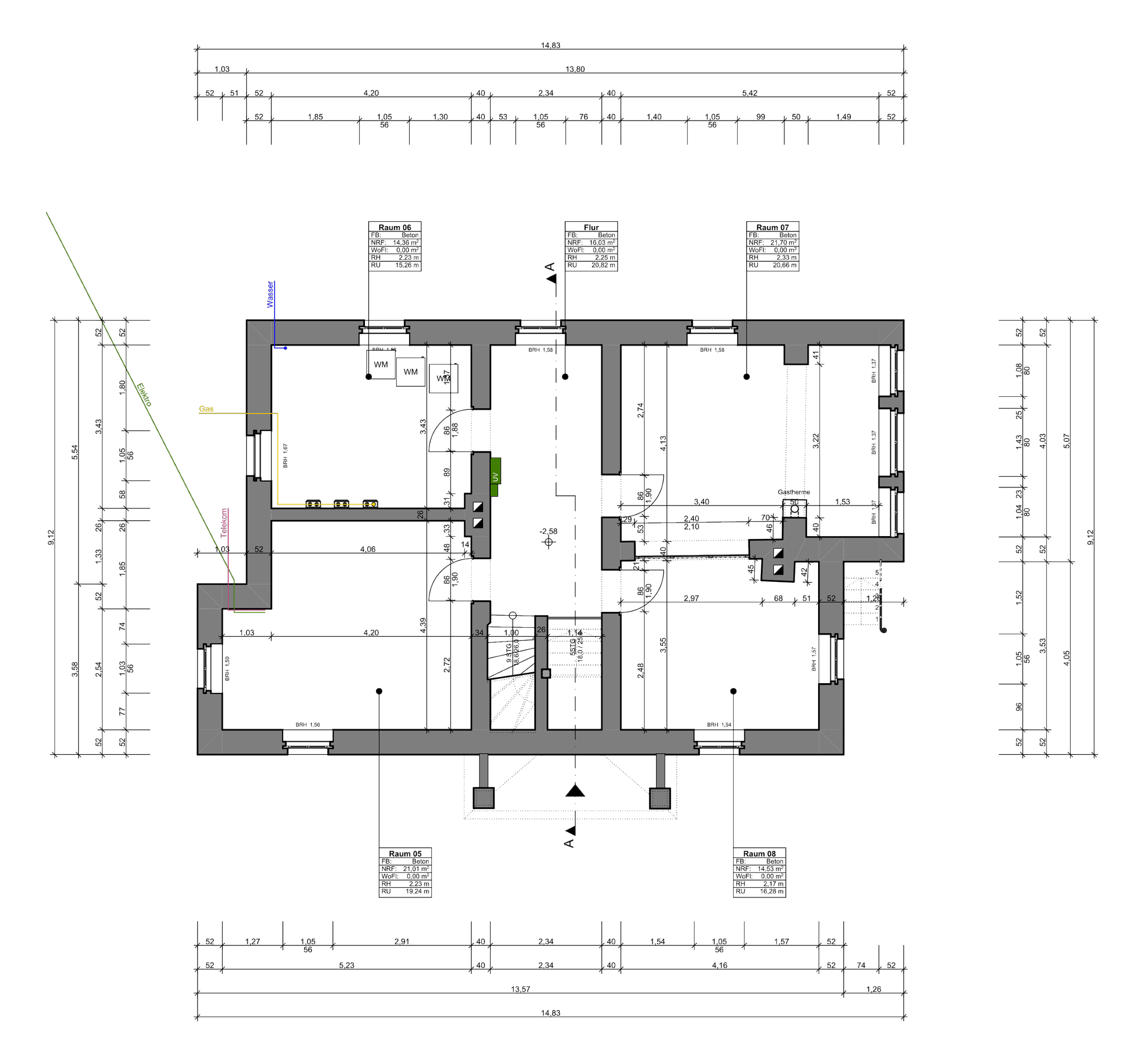 Historische Künstlervilla, München – Grundriss Kellergeschoss