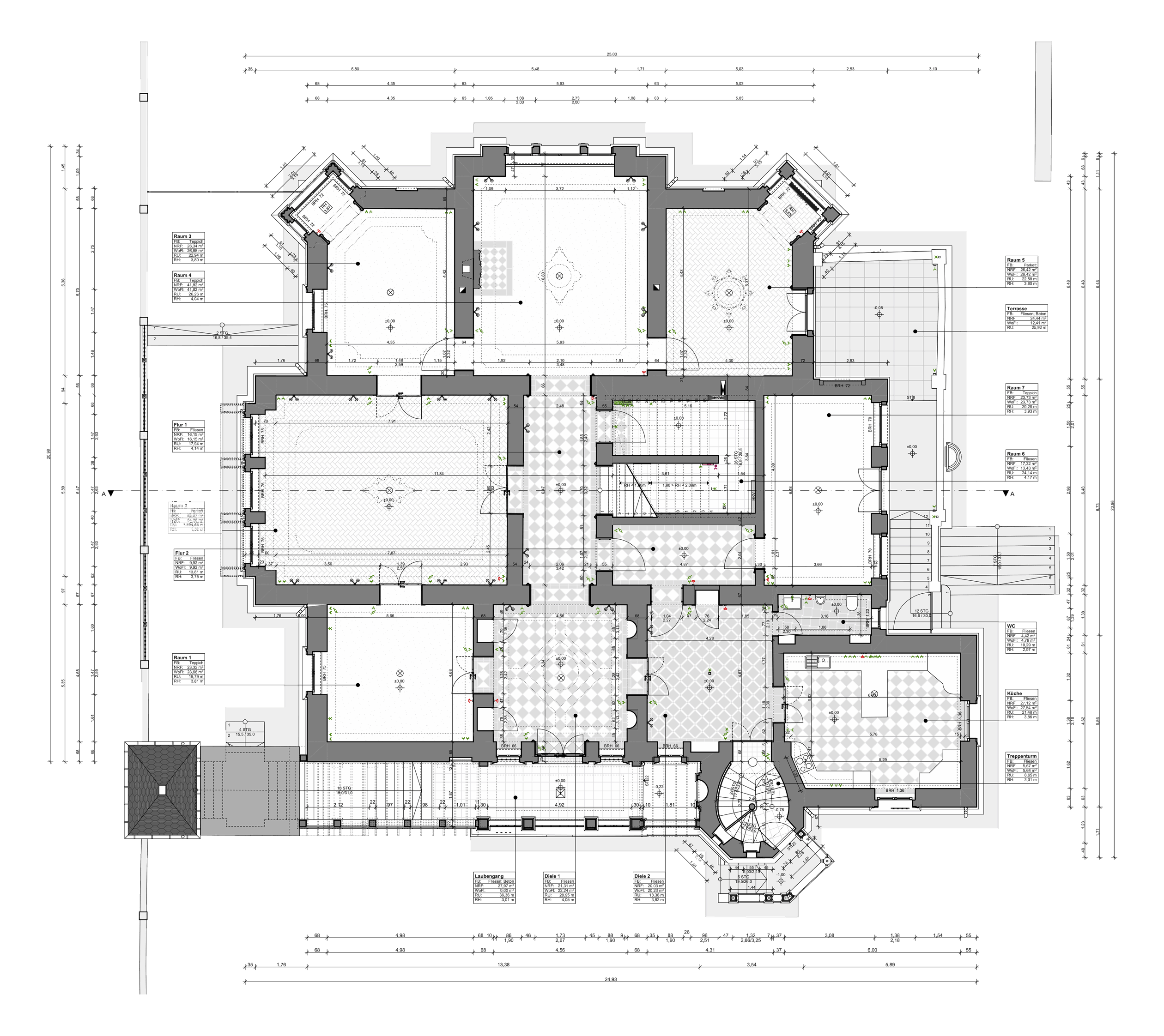 Villa Waldpark, Dresden – Grundriss Erdgeschoss
