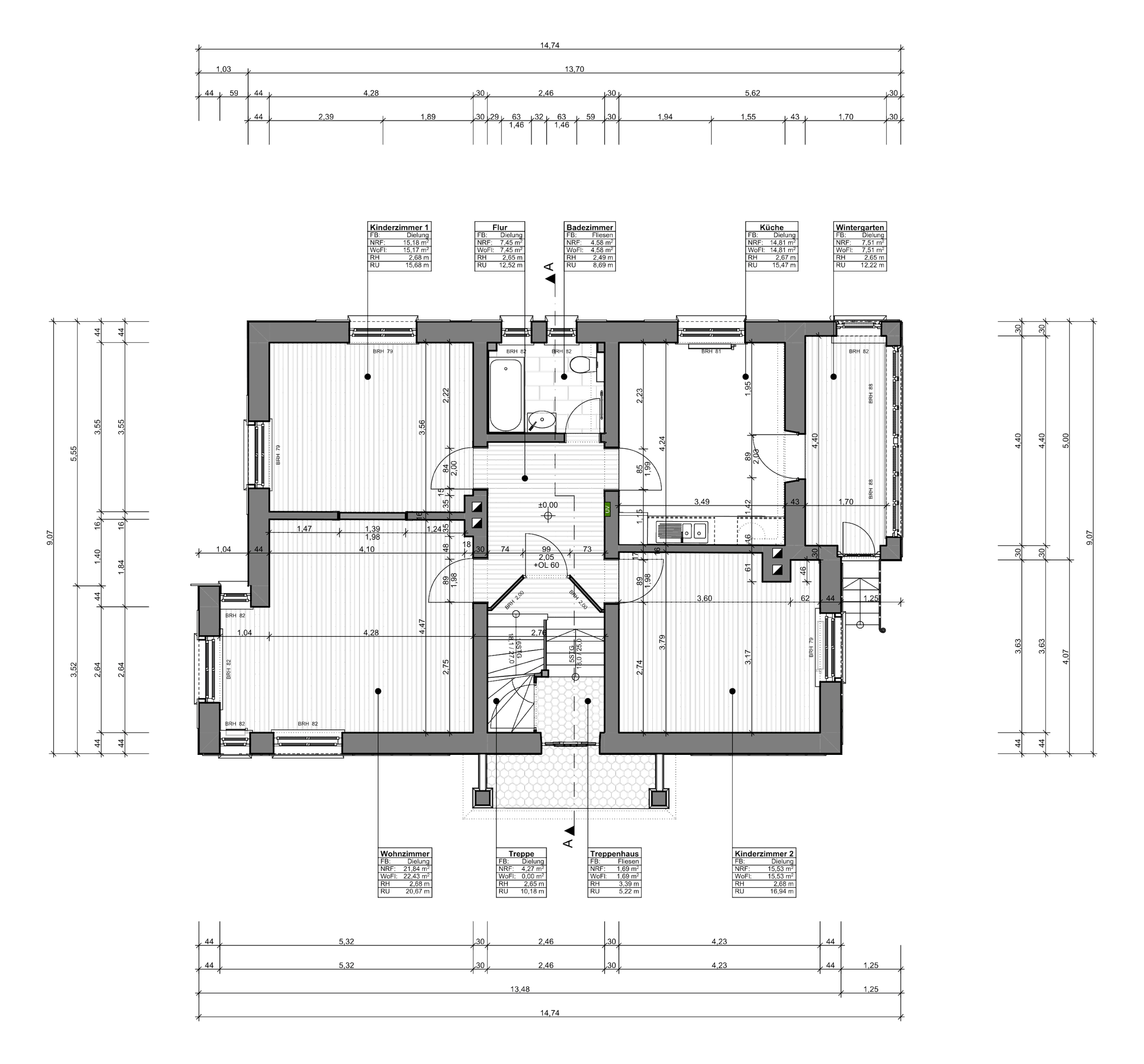 Historische Künstlervilla, München – Grundriss Erdgeschoss