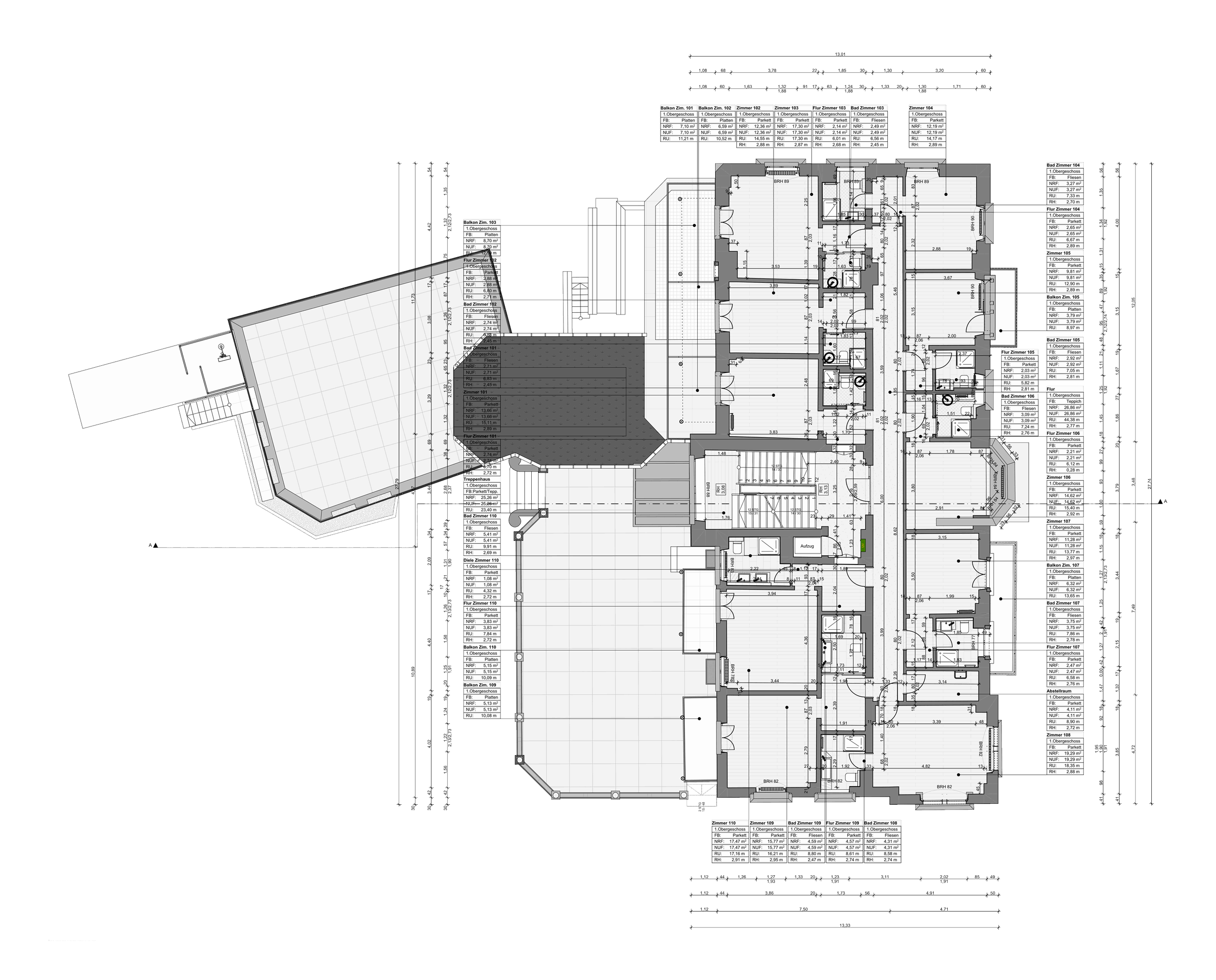 Laudensacks Parkhotel, Bad Kissingen – Grundriss 1. Obergeschoss