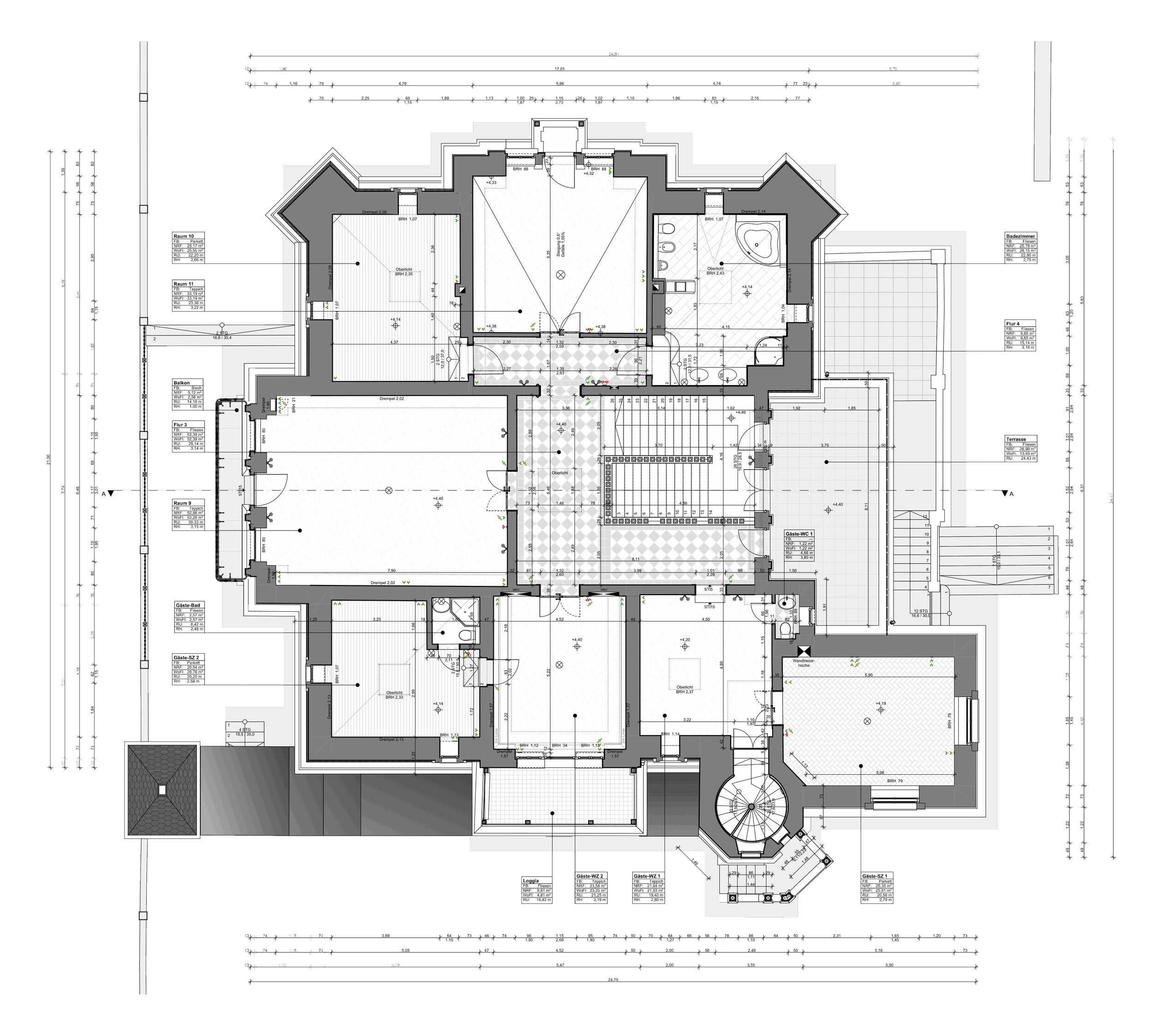 Villa Waldpark, Dresden – Grundriss Obergeschoss