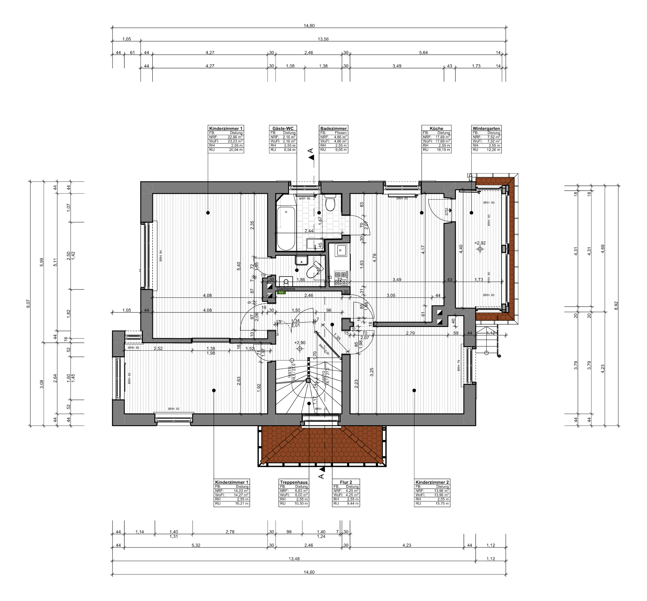 Historische Künstlervilla, München – Grundriss Obergeschoss