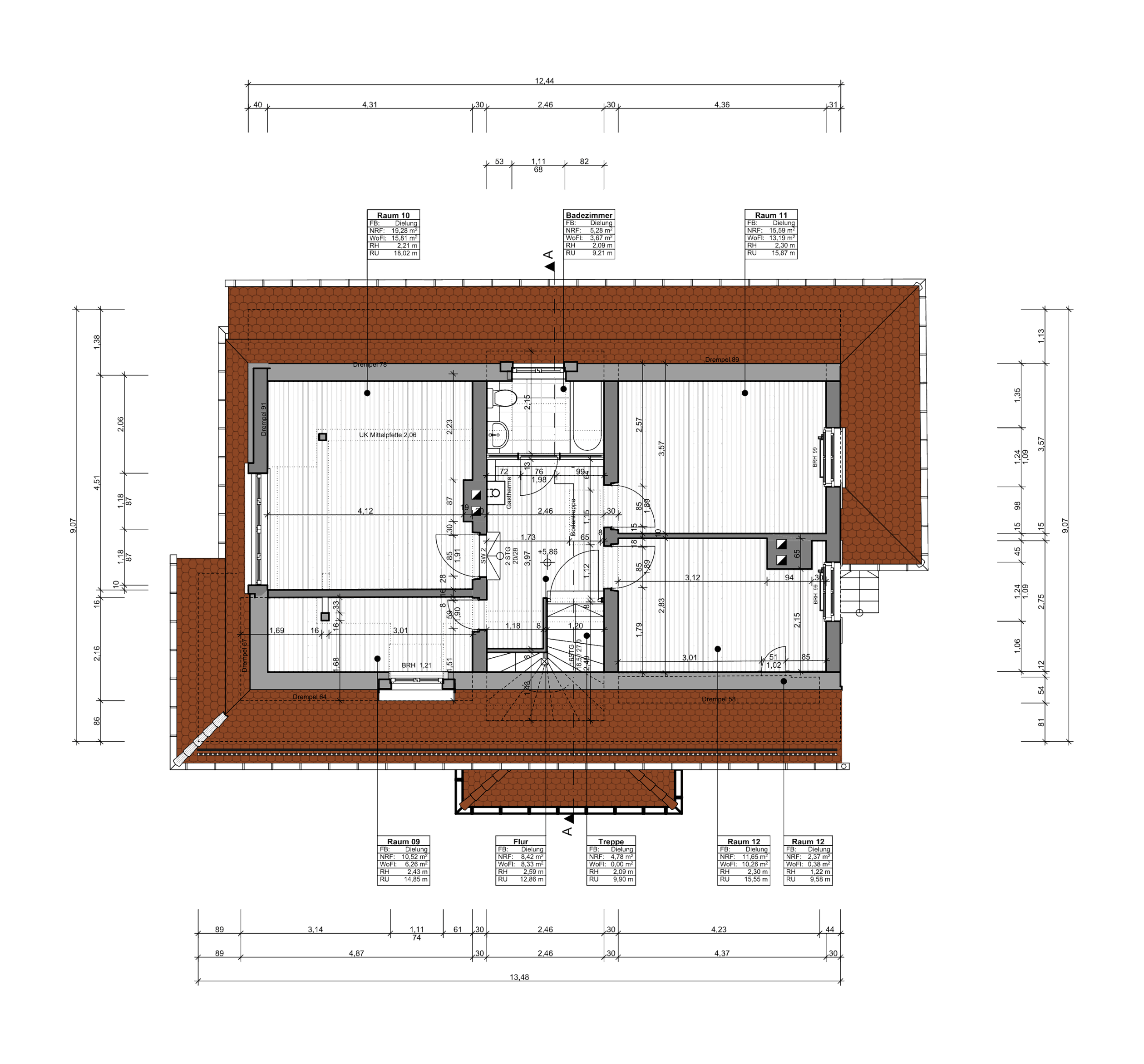 Historische Künstlervilla, München – Grundriss Dachgeschoss