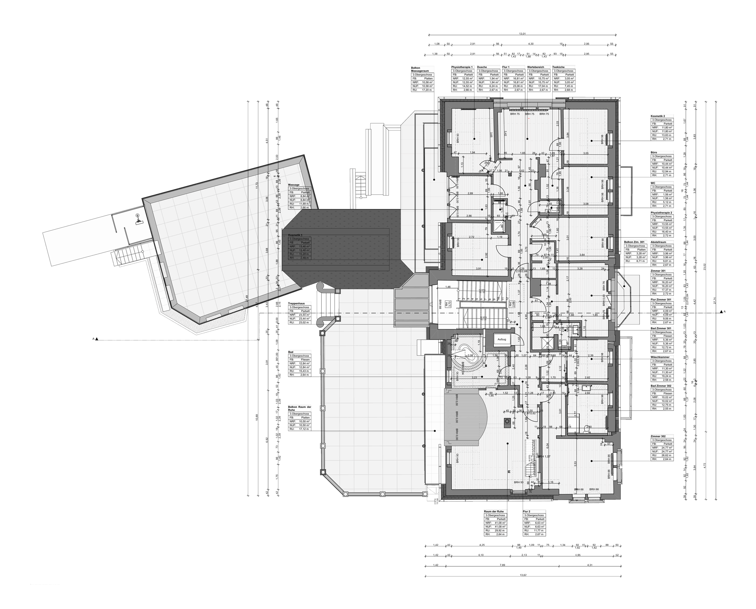 Laudensacks Parkhotel, Bad Kissingen – Grundriss 3. Obergeschoss