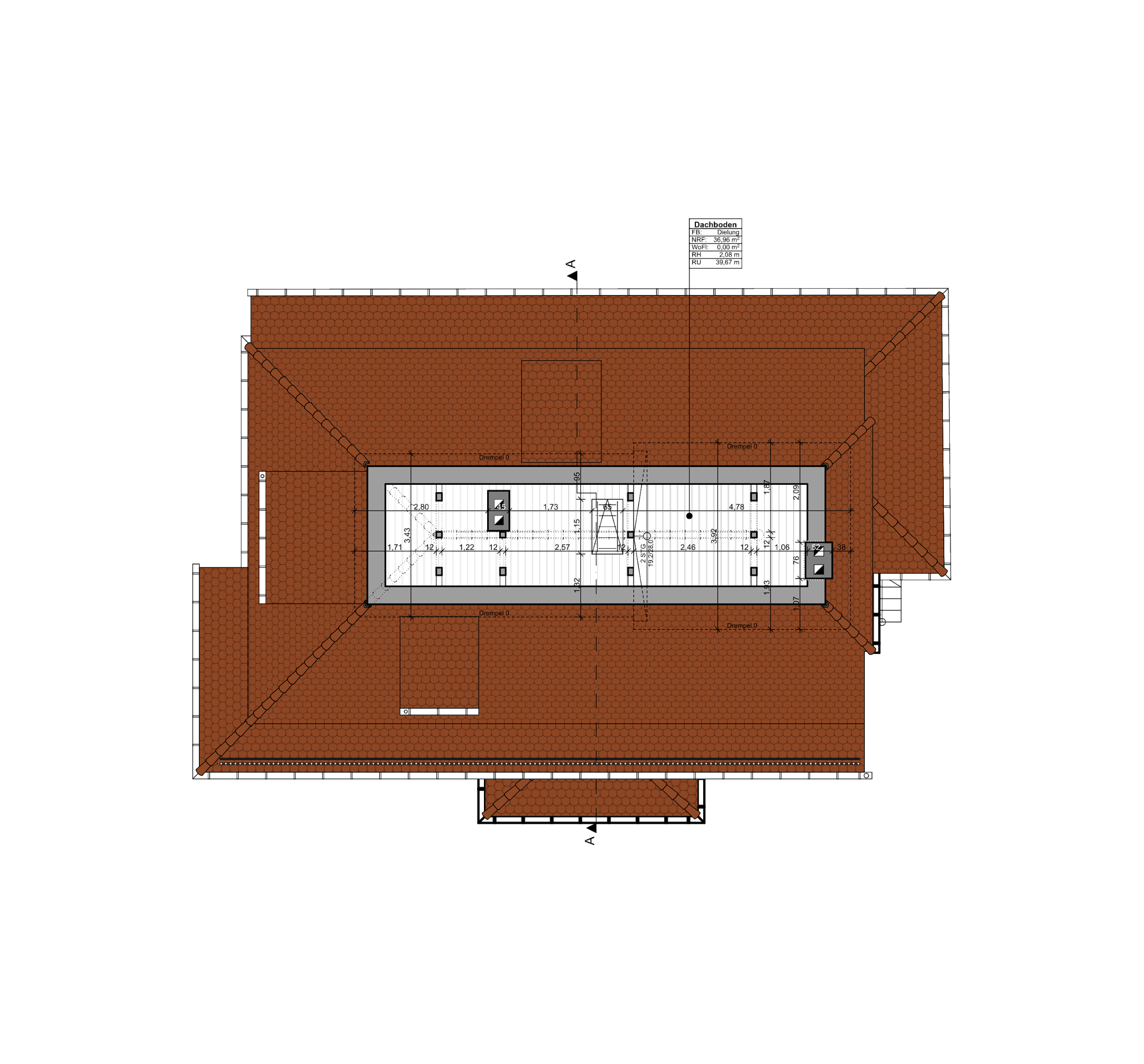 Historische Künstlervilla, München – Grundriss Dachboden