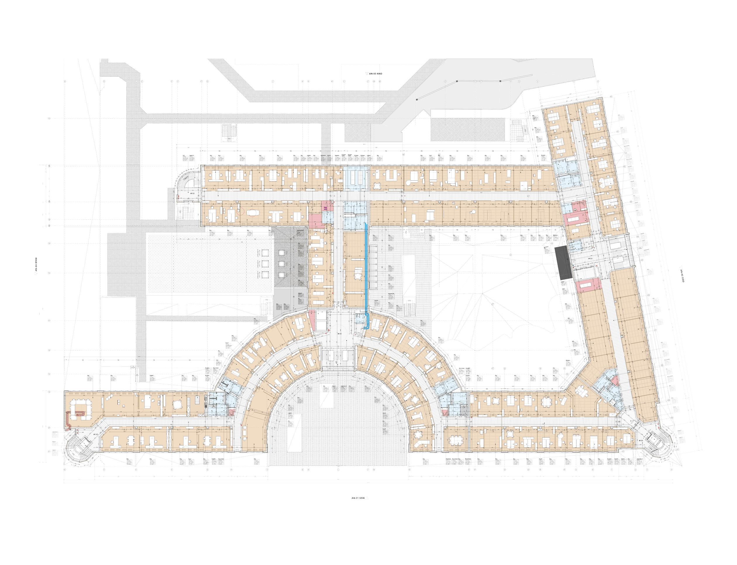 Sächsische Aufbaubank, Dresden – Grundriss 5. Obergeschoss