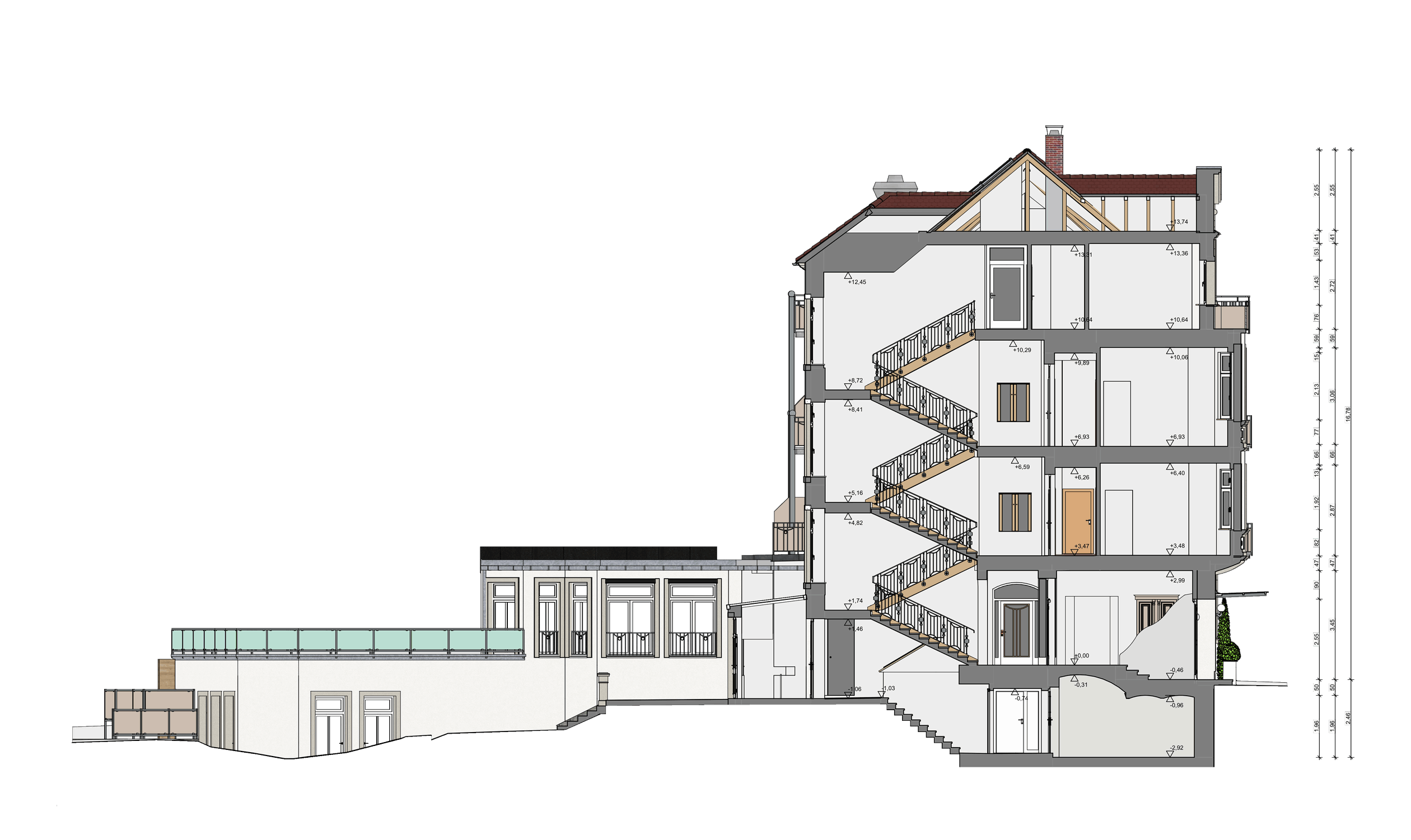 Laudensacks Parkhotel, Bad Kissingen – Schnitt A