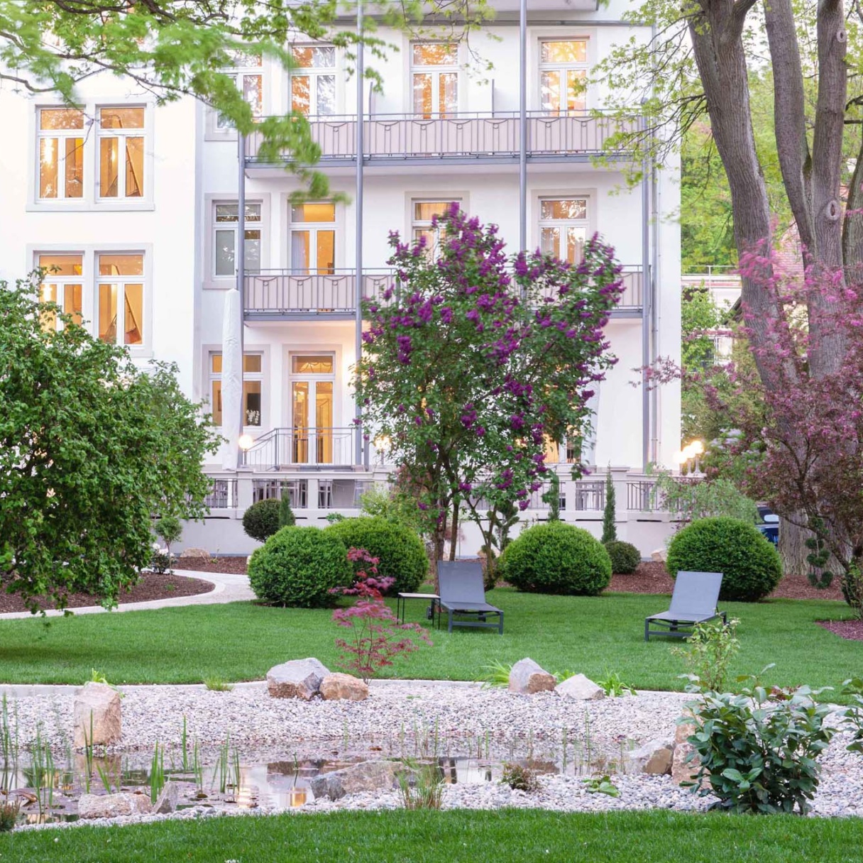 Laudensacks Parkhotel, Bad Kissingen – Gartenseite mit Parkanlage
