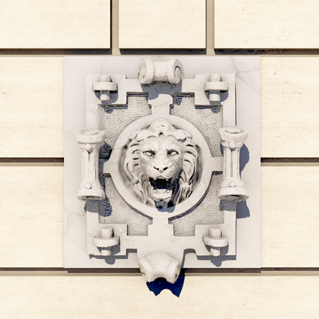 Villa Waldpark, Dresden – lion’s head relief as a 3D model