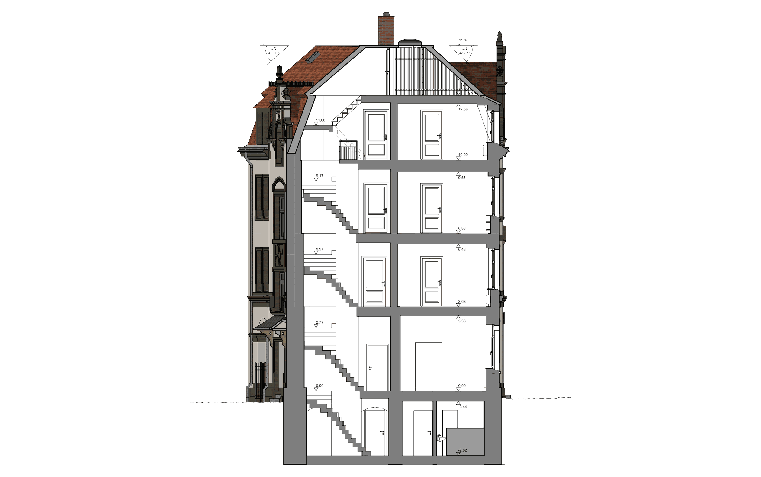 Häuserensemble, Dresden – Schnitt A-A, Haus Nr. 99